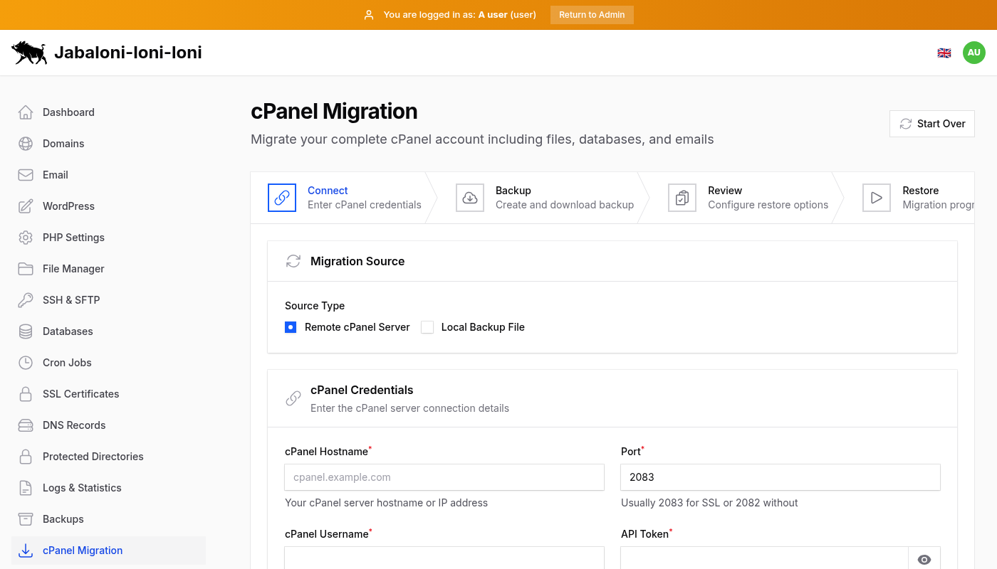 cPanel Migration
